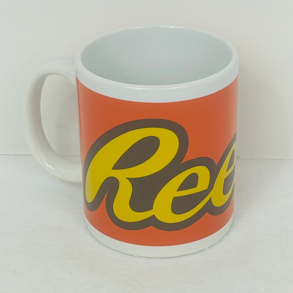 Reese's Peanut Butter Cups Coffee Mug Orange Yellow Logo Ceramic Candy Excellent